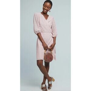 Anthropologie Merina Eyelet wrap dress by Velvet by Graham & Spencer size small